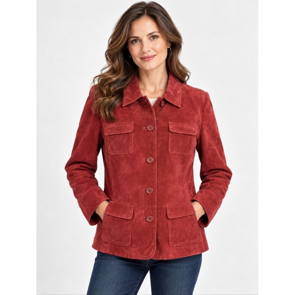 EUC vintage geniune leather St John Bay women's red jacket, coat, XL like new